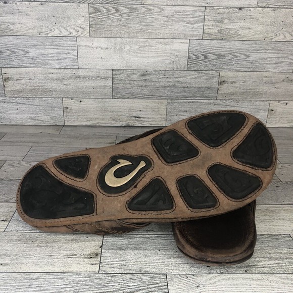 Olukai Mea Ola Brown Leather Flip Flop Thong Sandals Men’s Size 11 - Picture 4 of 5